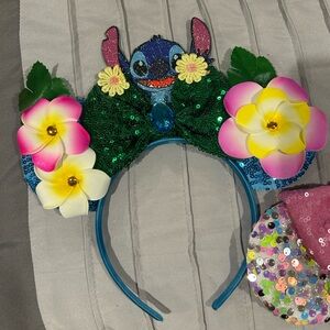 Stitch Floral Sequin Mickey ears